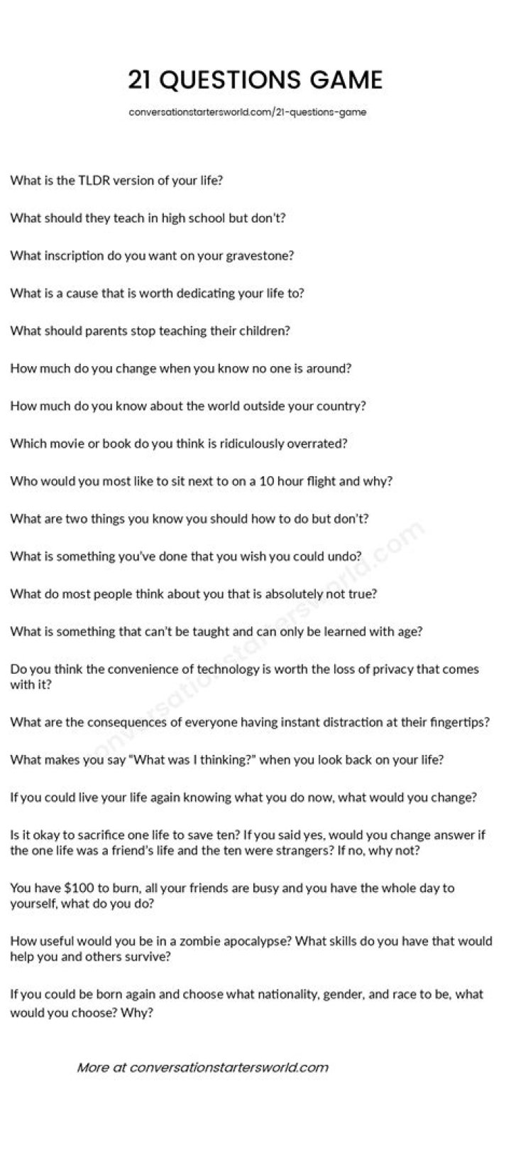 21 Questions game 21 Questions game