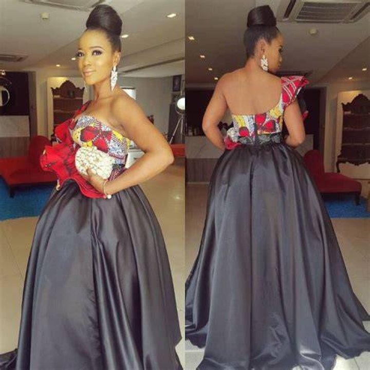 Ankara evening gown with open back