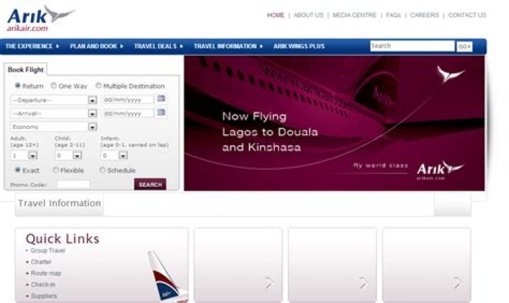 Arik Air booking