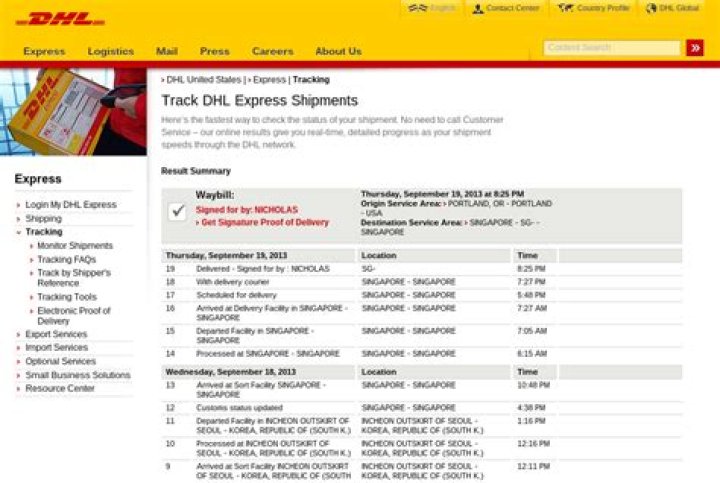 dhl express tracking