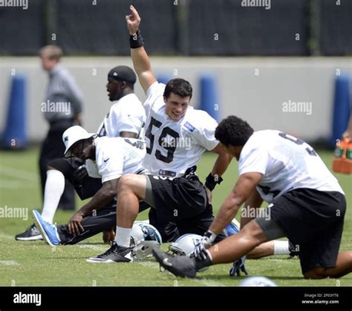 Luke Kuechly on monday practice at fields for the match