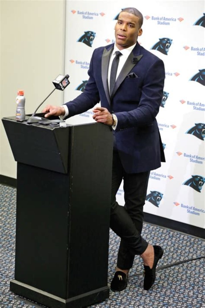 Newton in a press conference after being announced the MVP before Super Bowl Source: dailymail